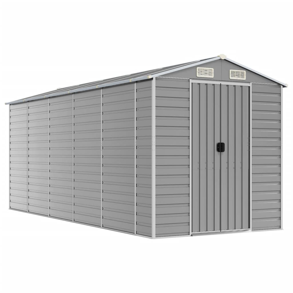 VidaXL Abri de jardin 191x470x198 cm acier galvanisé gris clair