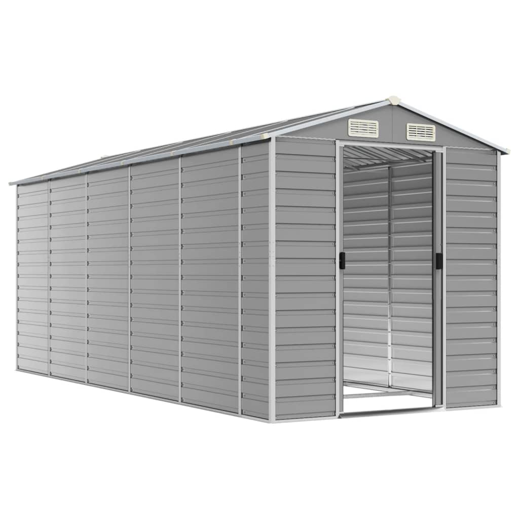 VidaXL Abri de jardin 191x470x198 cm acier galvanisé gris clair