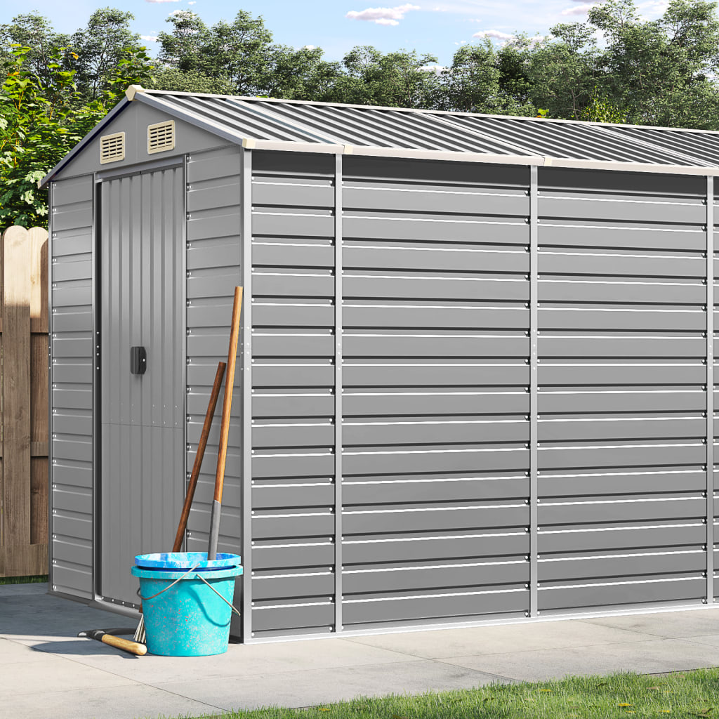 VidaXL Abri de jardin 191x470x198 cm acier galvanisé gris clair