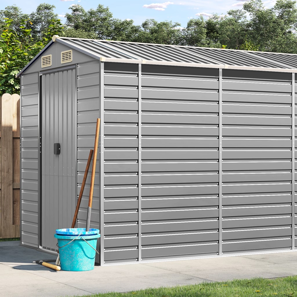 VidaXL Abri de jardin 191x555x198 cm acier galvanisé gris clair