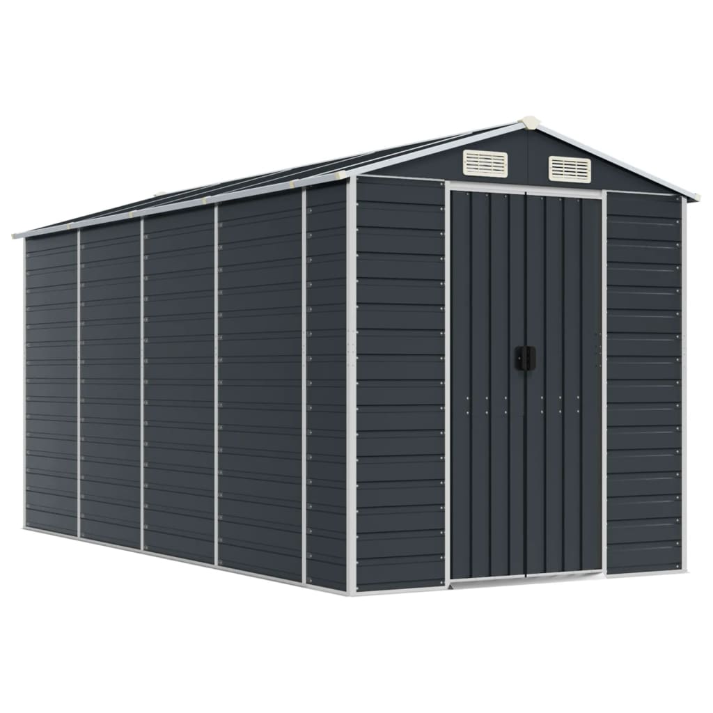 VidaXL Abri de jardin 191x385x198 cm acier galvanisé anthracite