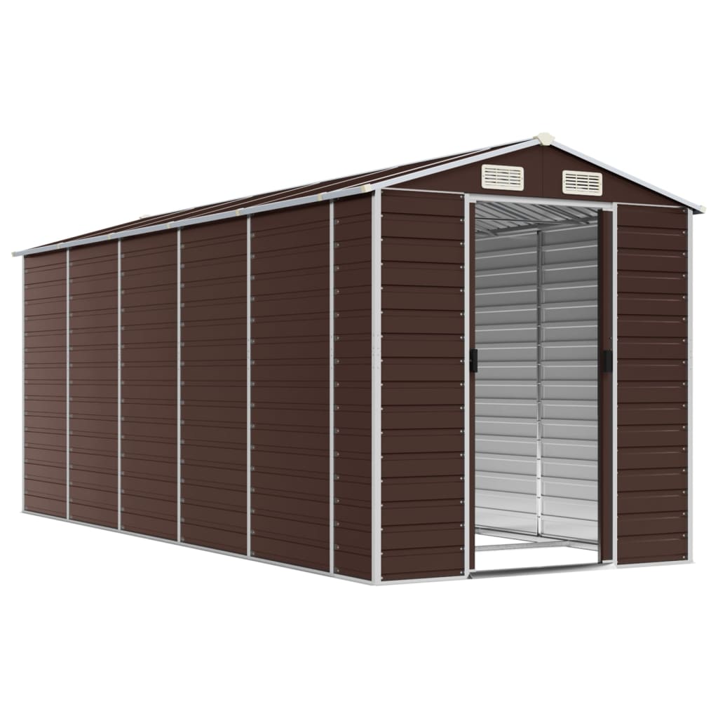 VidaXL Abri de jardin 191x470x198 cm acier galvanisé marron