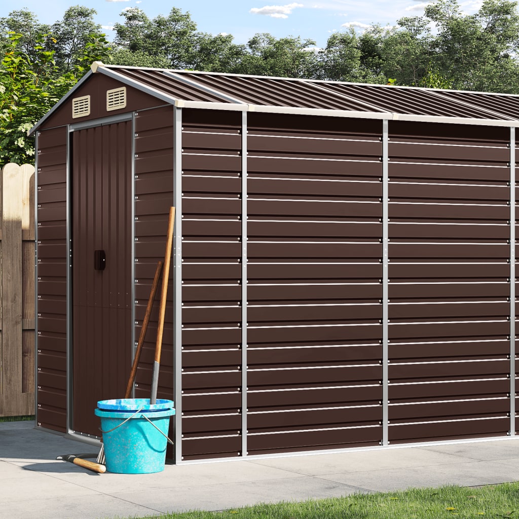 VidaXL Abri de jardin 191x640x198 cm acier galvanisé marron