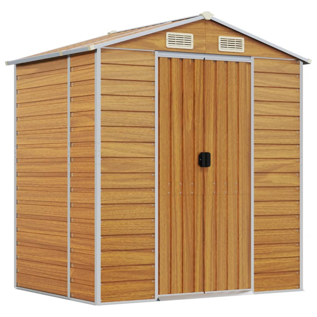 VidaXL Abri de jardin 191x130x198 cm acier galvanisé marron clair