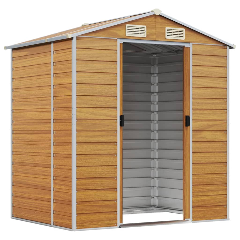 VidaXL Abri de jardin 191x130x198 cm acier galvanisé marron clair