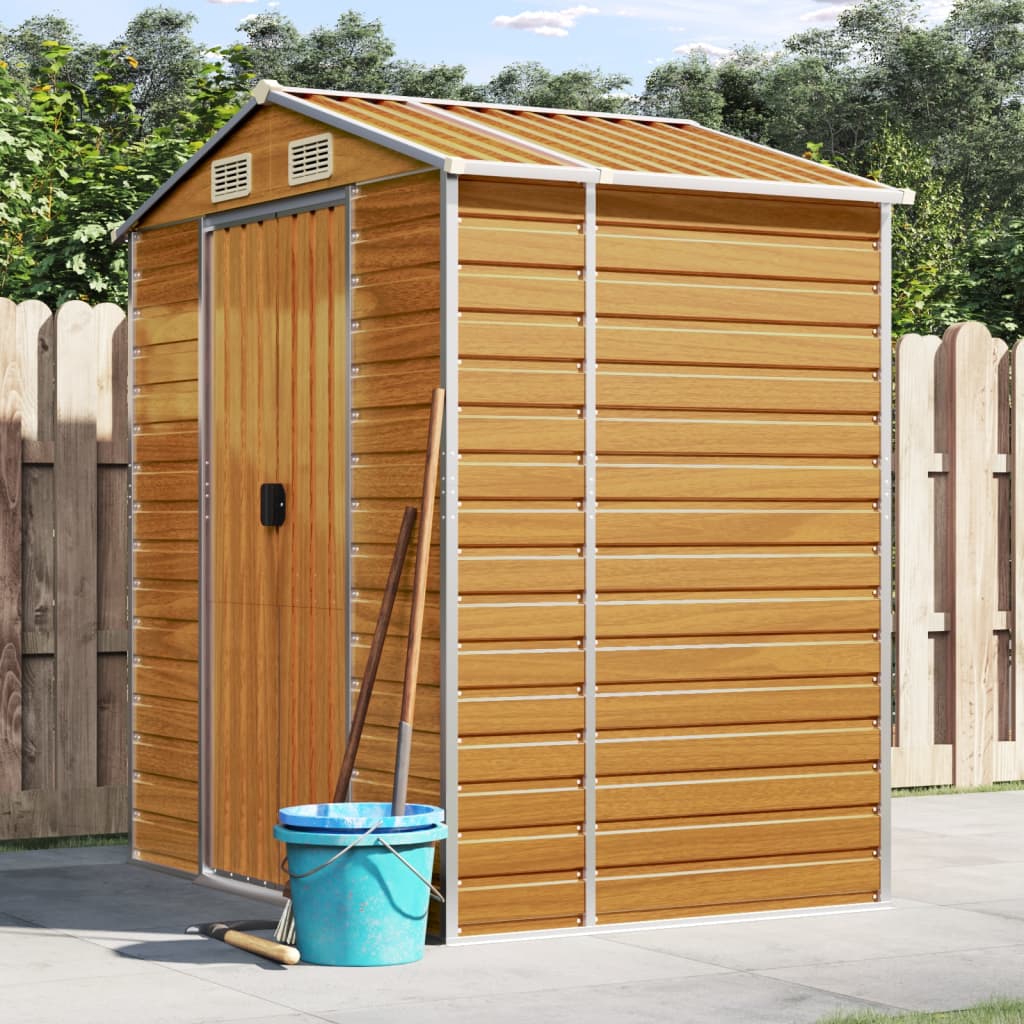VidaXL Abri de jardin 191x130x198 cm acier galvanisé marron clair