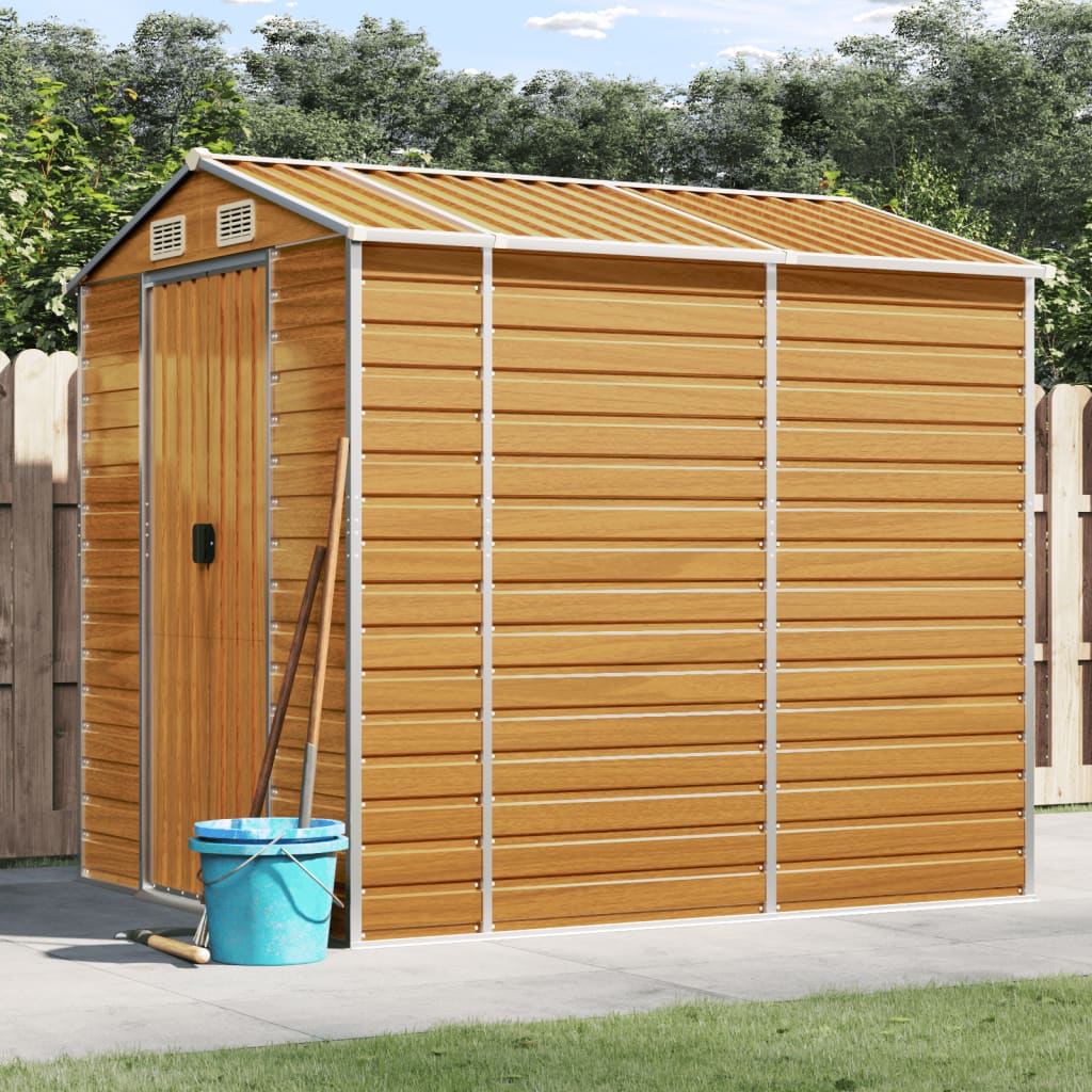 VidaXL Abri de jardin 191x215x198 cm acier galvanisé marron clair