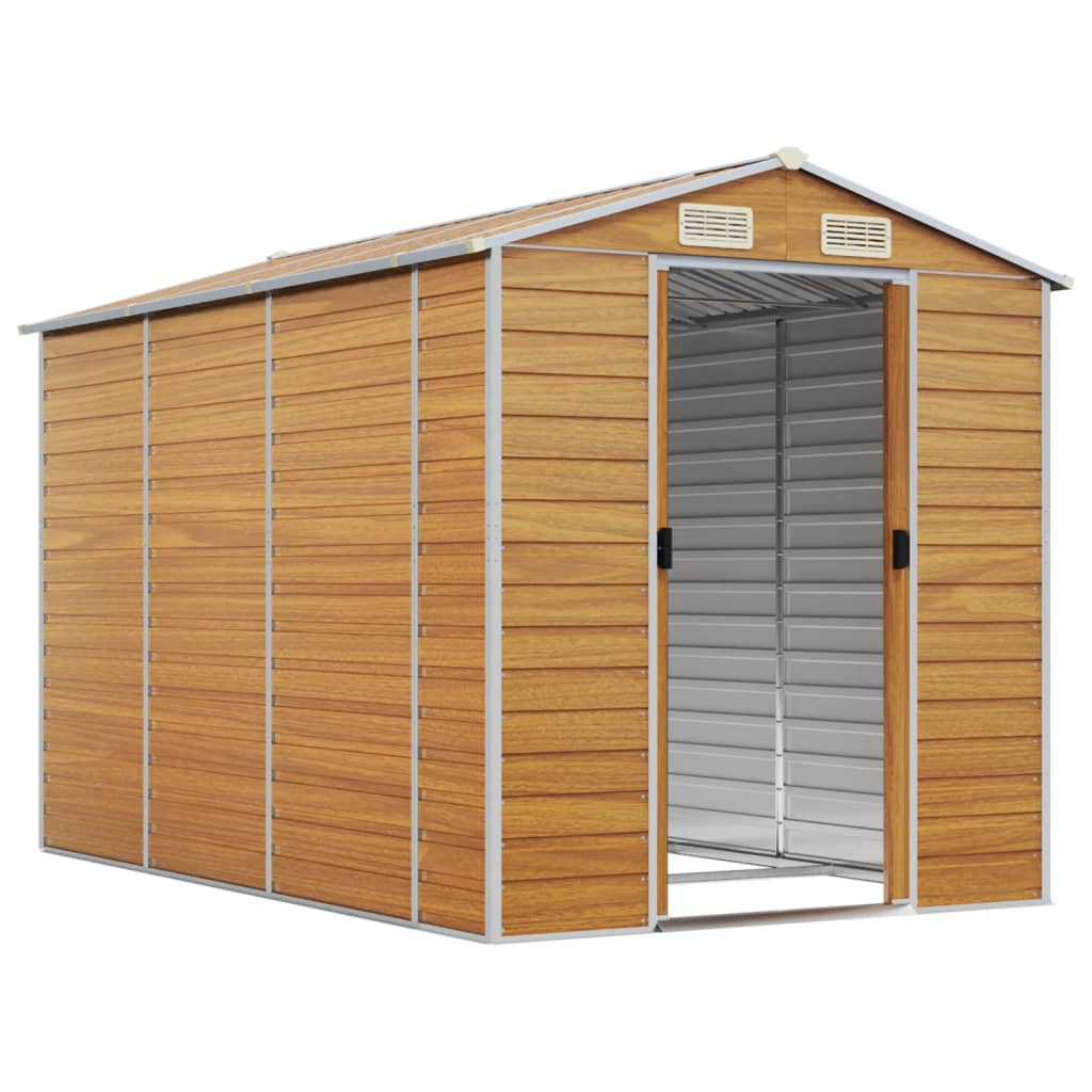 VidaXL Abri de jardin 191x300x198 cm acier galvanisé marron clair