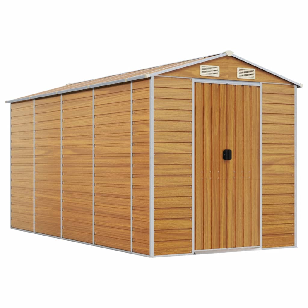 VidaXL Abri de jardin 191x385x198 cm acier galvanisé marron clair