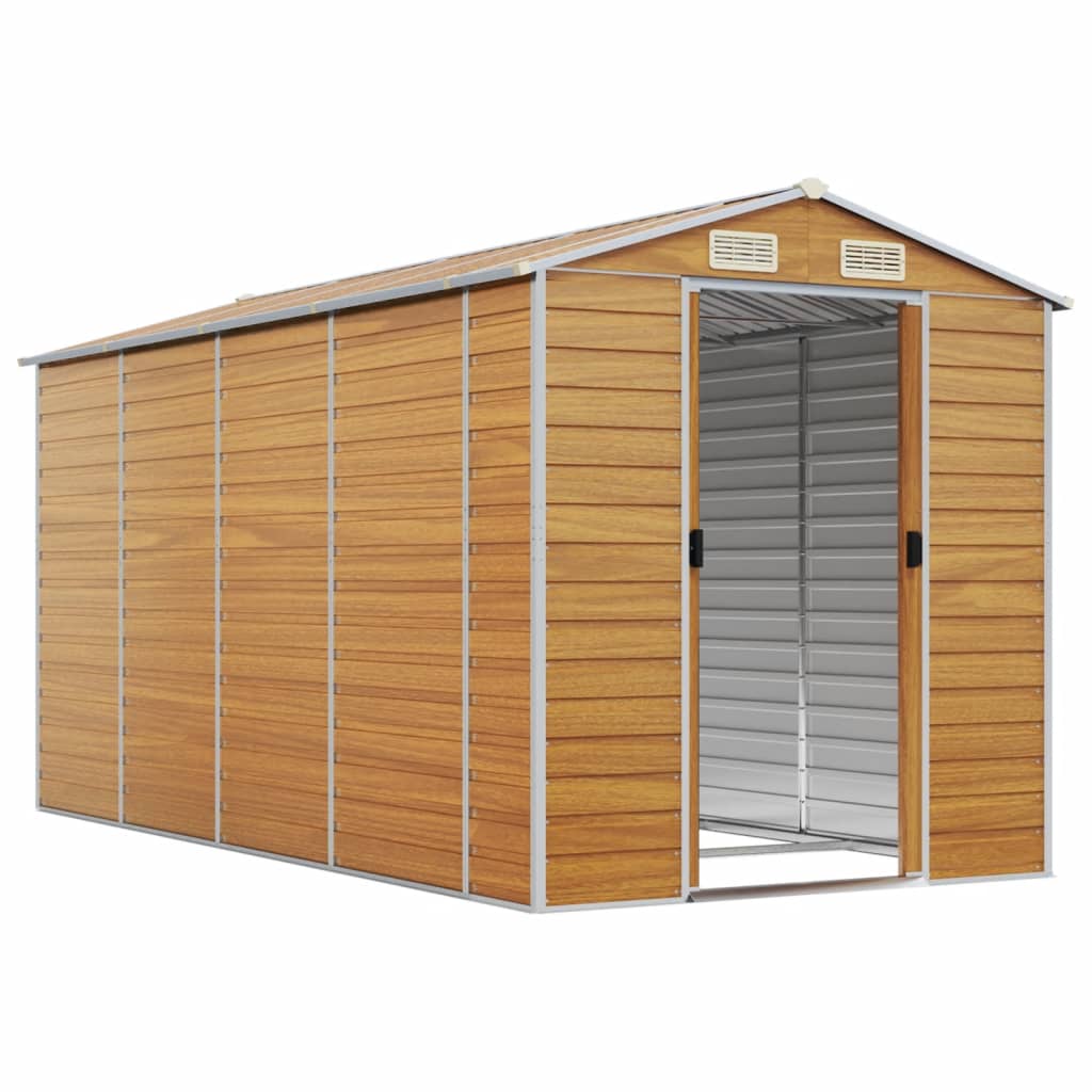 VidaXL Abri de jardin 191x385x198 cm acier galvanisé marron clair