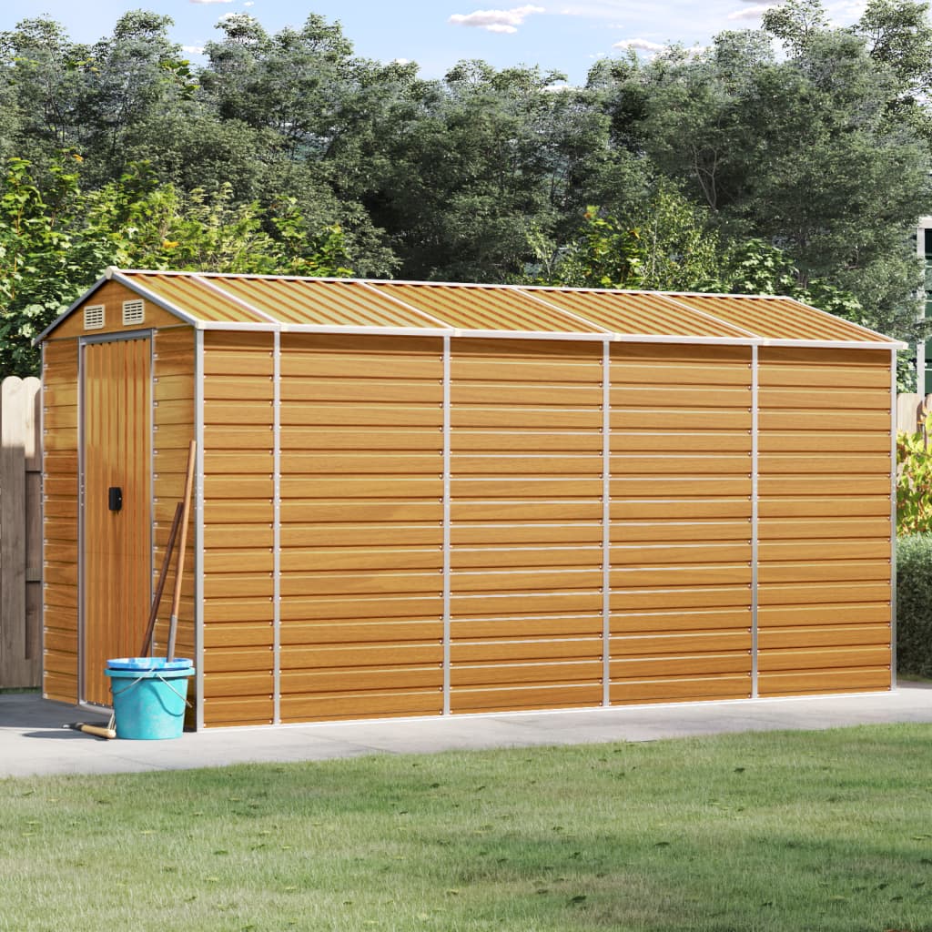 VidaXL Abri de jardin 191x385x198 cm acier galvanisé marron clair
