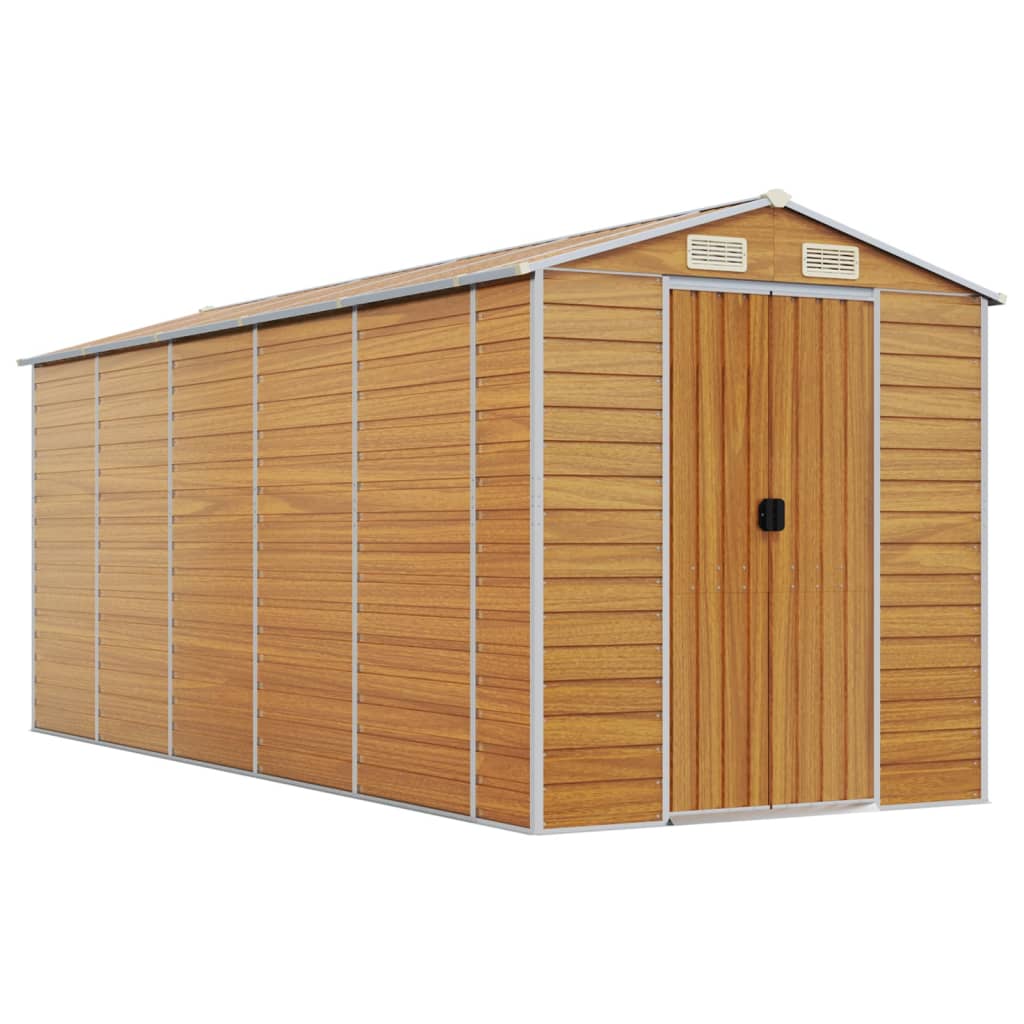VidaXL Abri de jardin 191x470x198 cm acier galvanisé marron clair