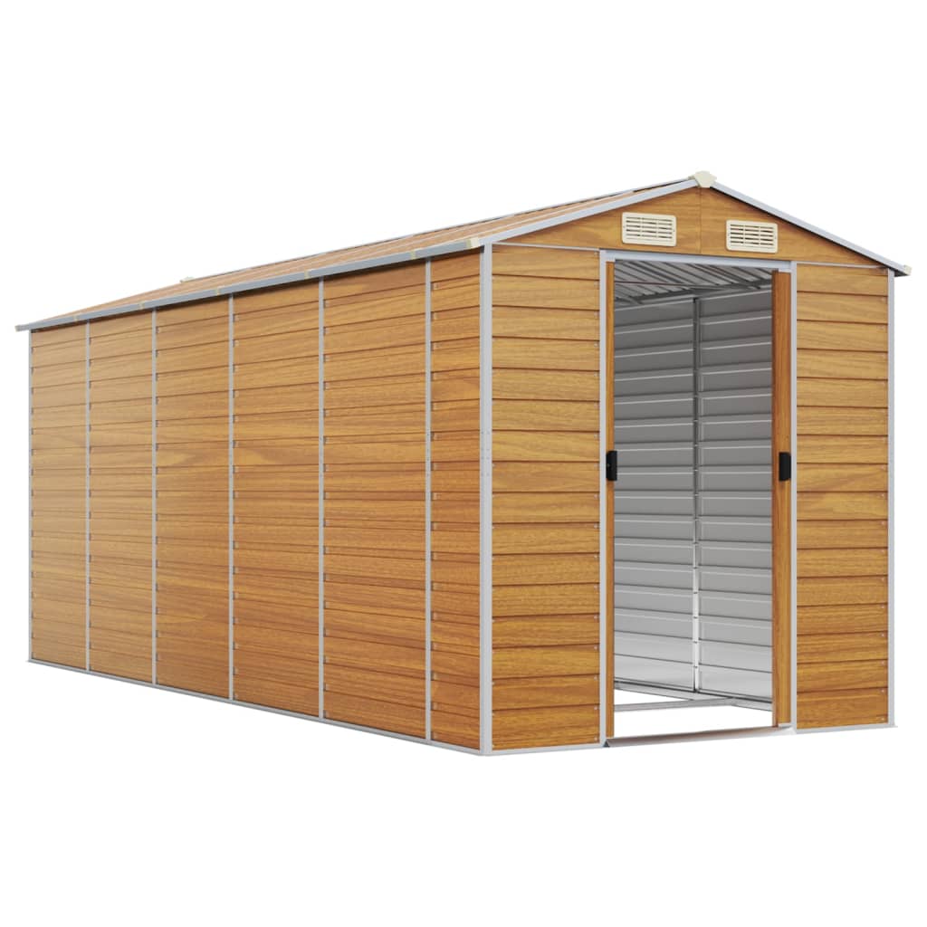 VidaXL Abri de jardin 191x470x198 cm acier galvanisé marron clair