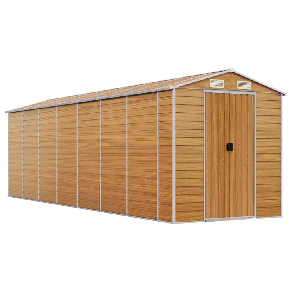 VidaXL Abri de jardin 191x640x198 cm acier galvanisé marron clair