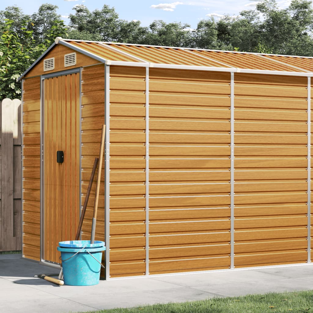 VidaXL Abri de jardin 191x725x198 cm acier galvanisé marron clair