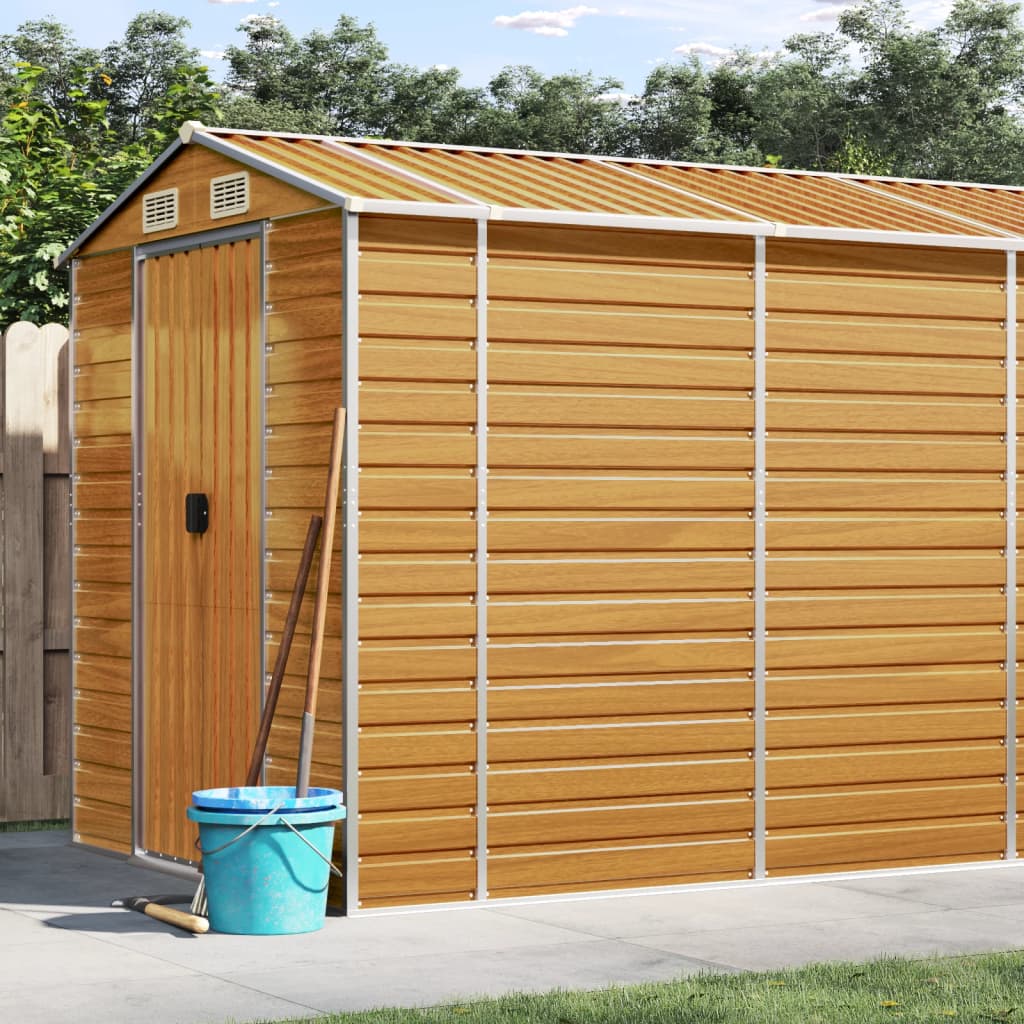 VidaXL Abri de jardin 191x810x198 cm acier galvanisé marron clair