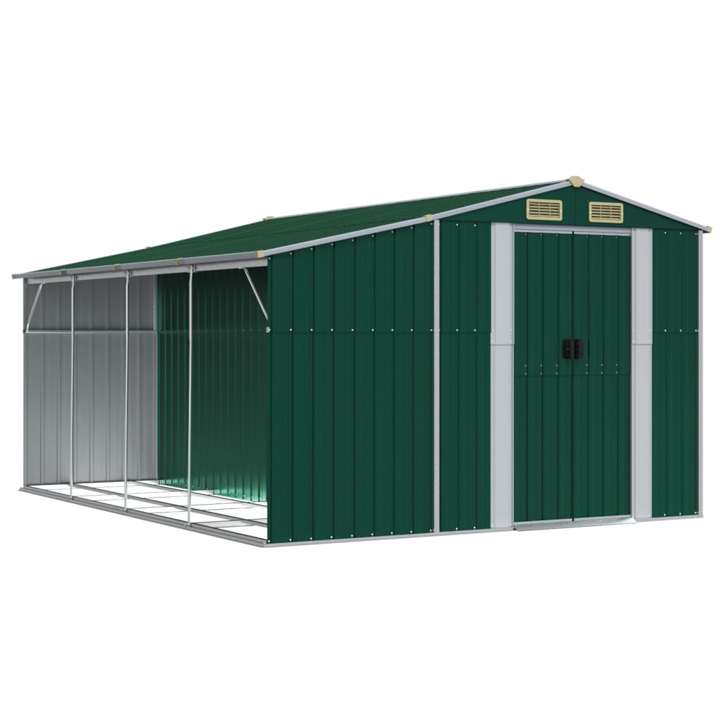 VidaXL Abri de jardin 277x365,5x179 cm acier galvanisé vert