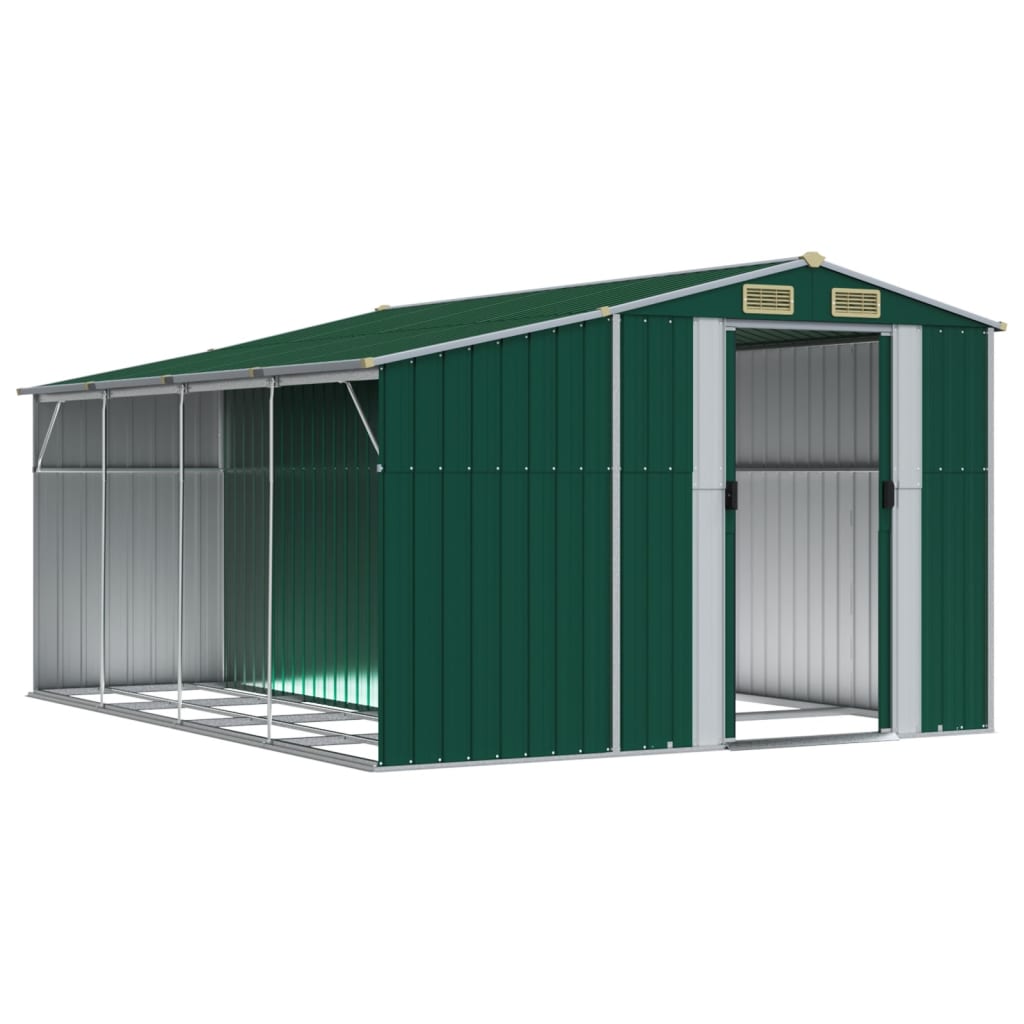 VidaXL Abri de jardin 277x365,5x179 cm acier galvanisé vert