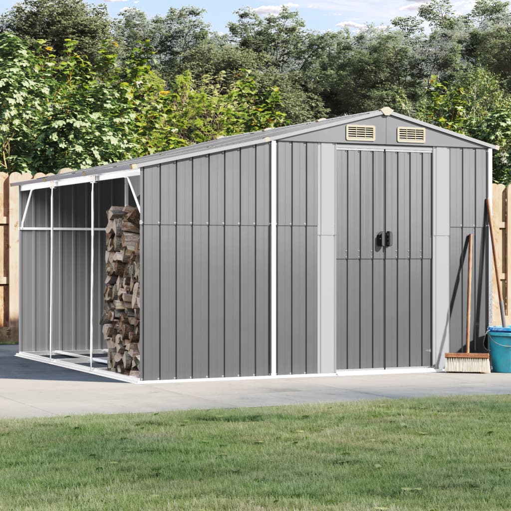 VidaXL Abri de jardin 277x279x179 cm acier galvanisé gris