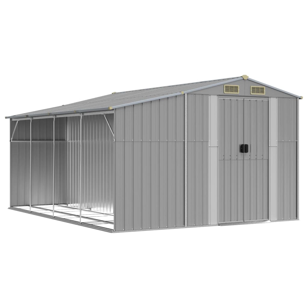VidaXL Abri de jardin 277x365,5x179 cm acier galvanisé gris