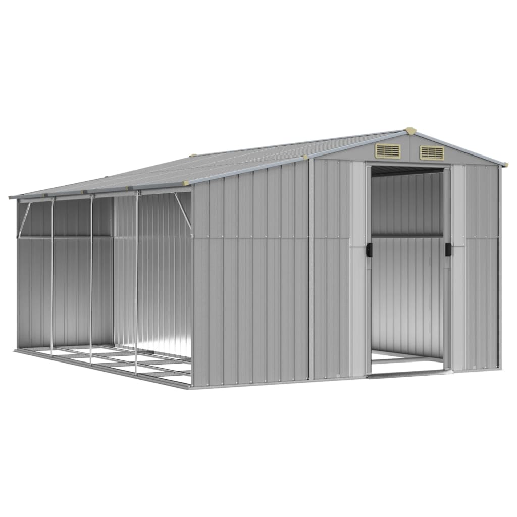 VidaXL Abri de jardin 277x365,5x179 cm acier galvanisé gris