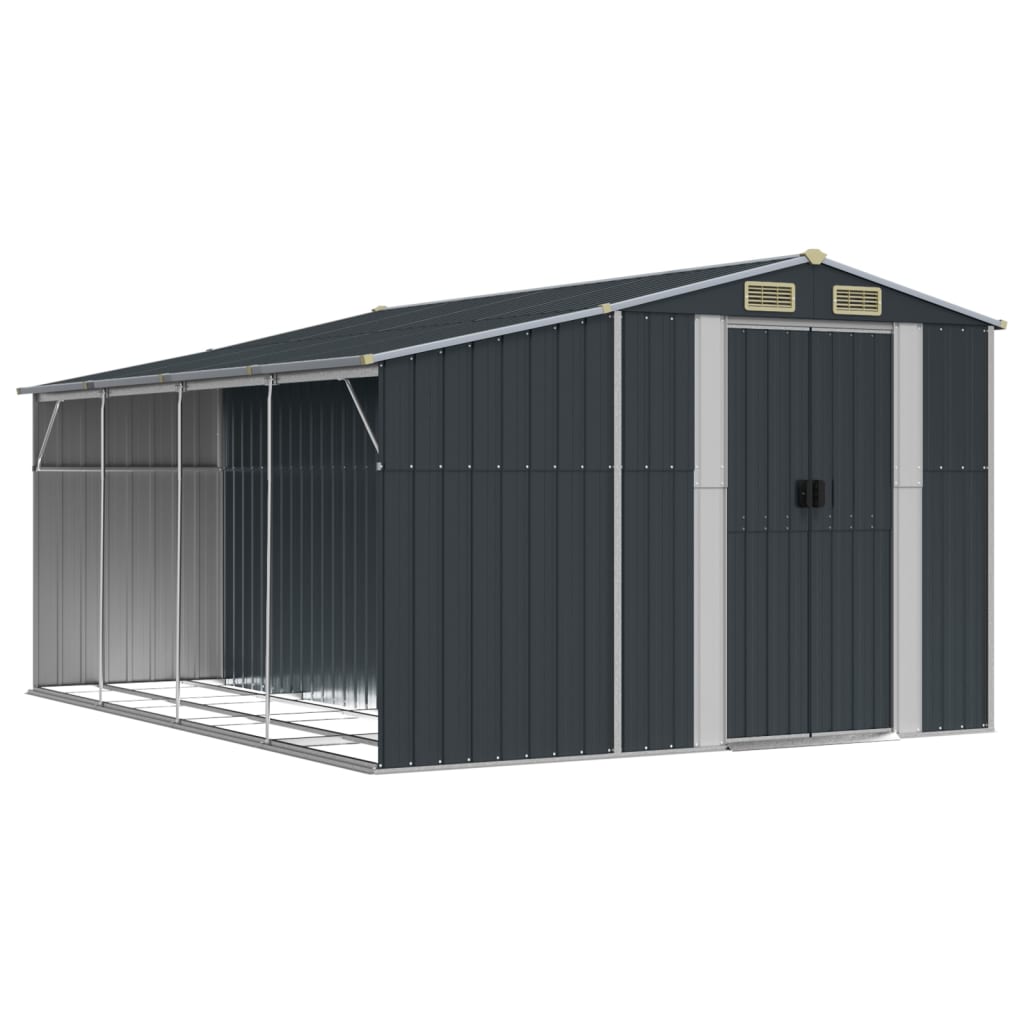 VidaXL Abri de jardin 277x365,5x179 cm acier galvanisé anthracite