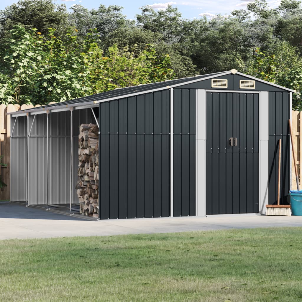 VidaXL Abri de jardin 277x365,5x179 cm acier galvanisé anthracite