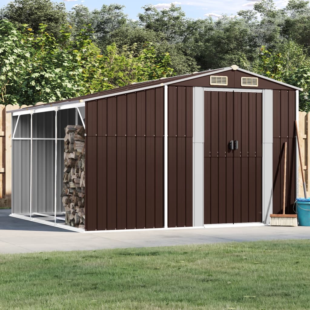 VidaXL Abri de jardin 277x279x179 cm acier galvanisé marron