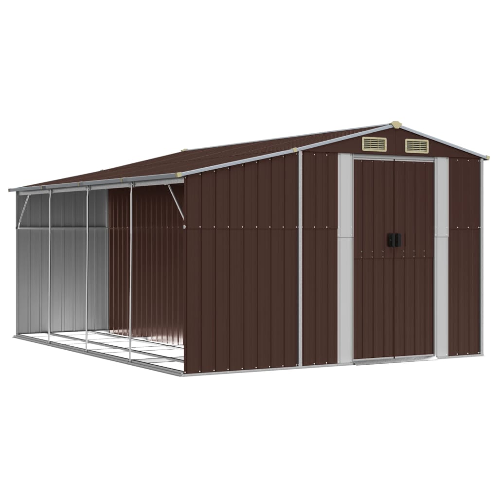 VidaXL Abri de jardin 277x365,5x179 cm acier galvanisé marron