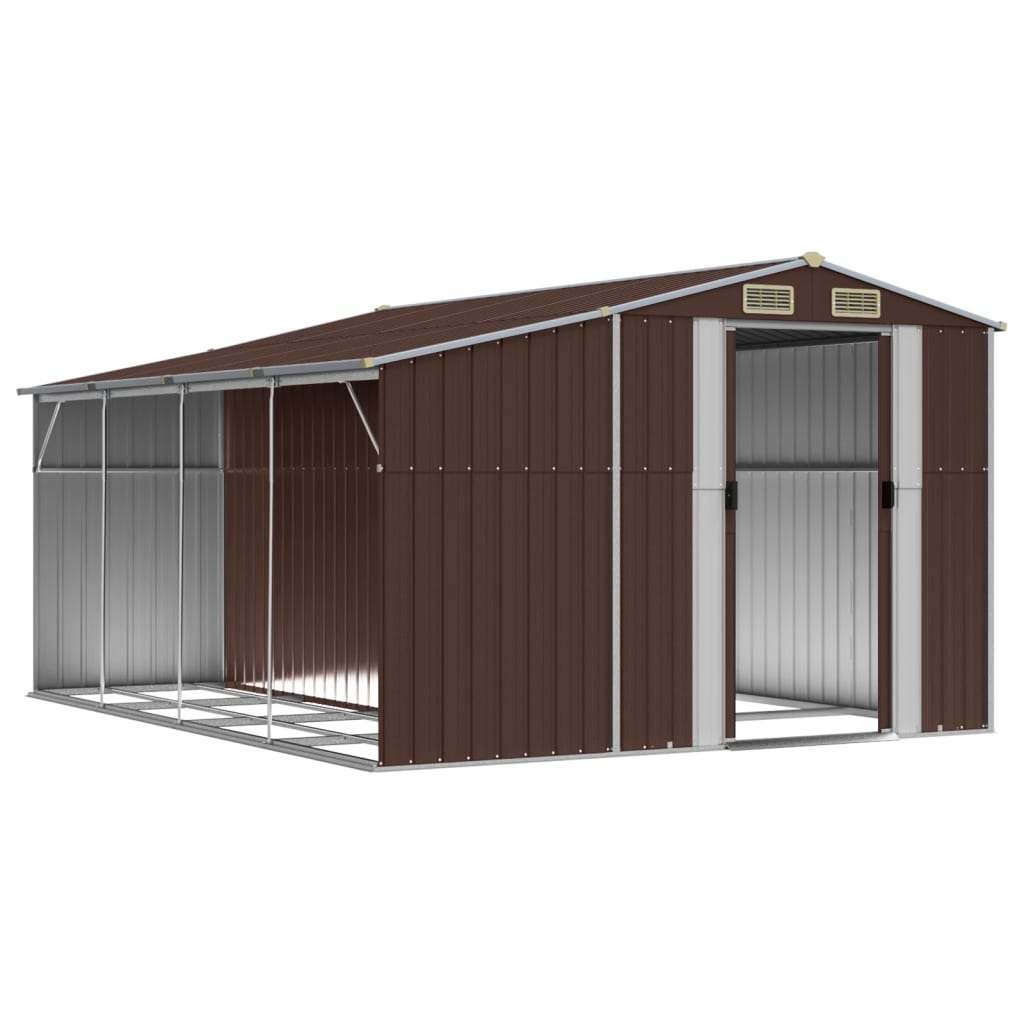 VidaXL Abri de jardin 277x365,5x179 cm acier galvanisé marron
