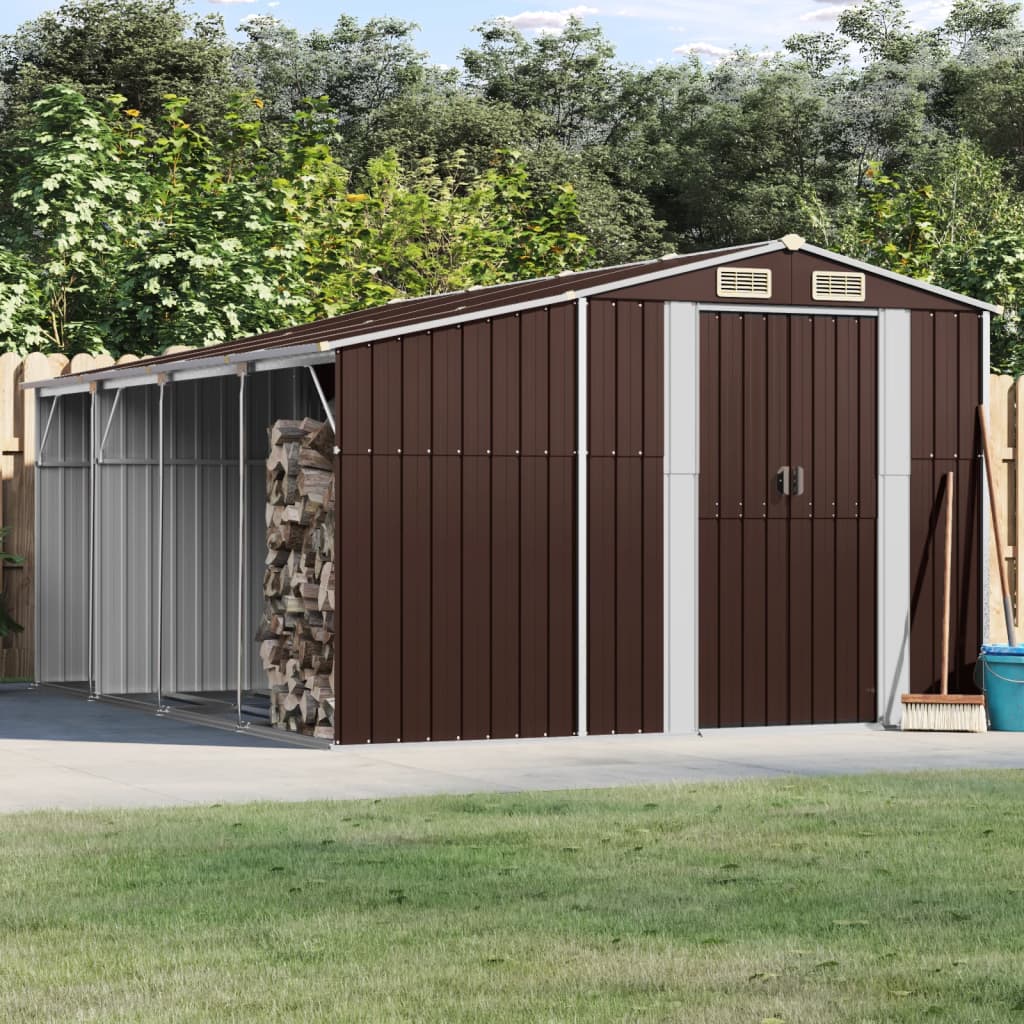 VidaXL Abri de jardin 277x365,5x179 cm acier galvanisé marron