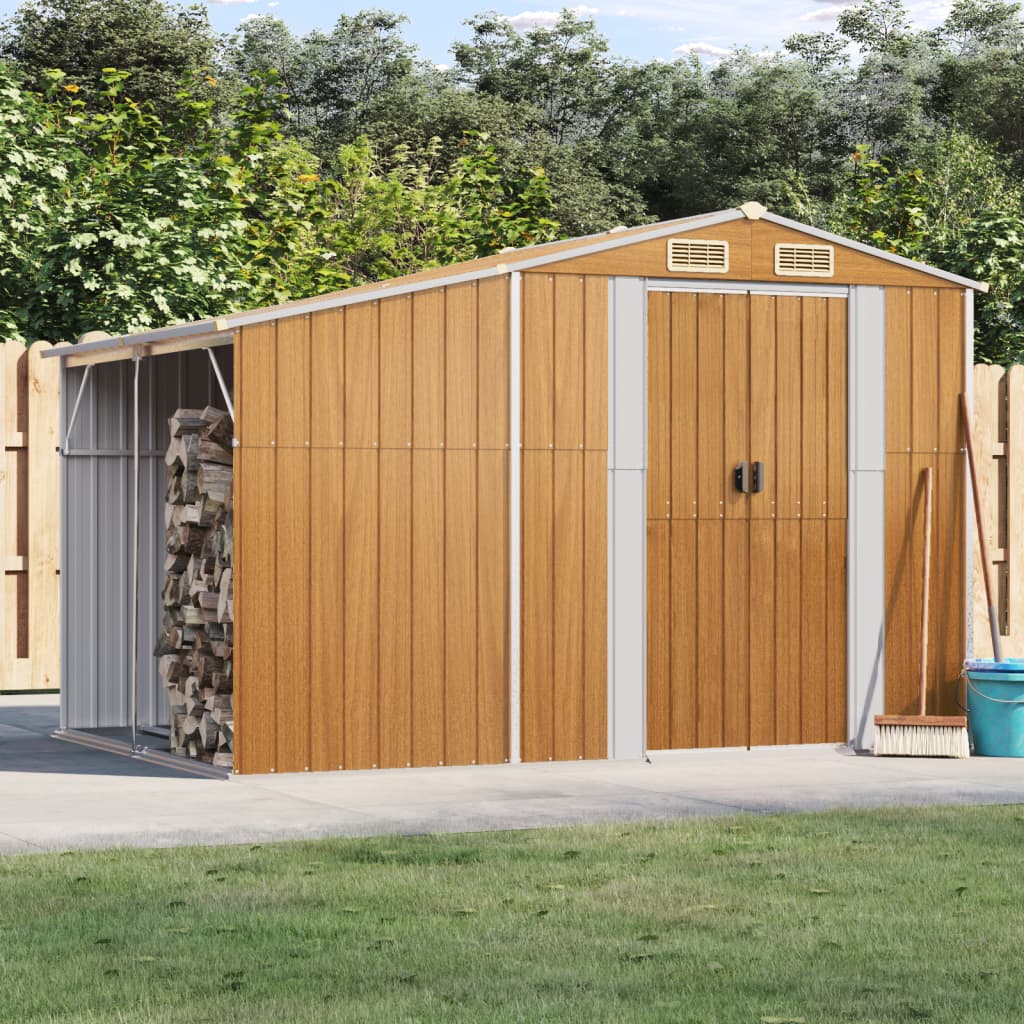 VidaXL Abri de jardin 277x192,5x179 cm acier galvanisé marron clair