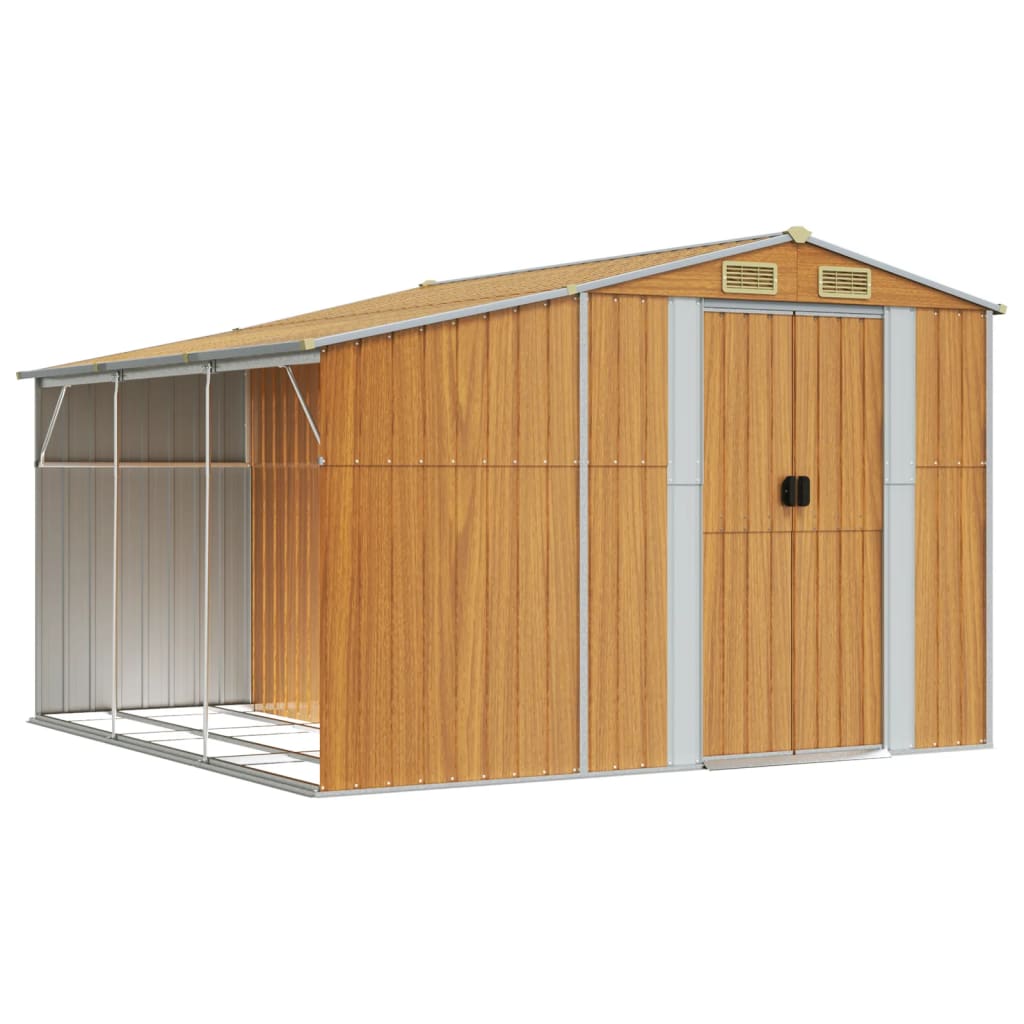 VidaXL Abri de jardin 277x279x179 cm acier galvanisé marron clair