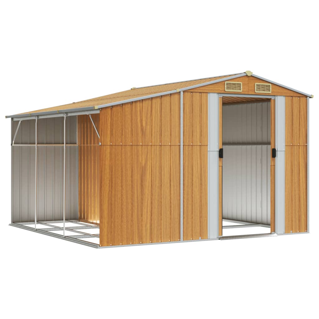 VidaXL Abri de jardin 277x279x179 cm acier galvanisé marron clair