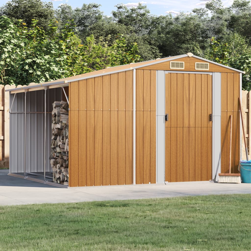 VidaXL Abri de jardin 277x279x179 cm acier galvanisé marron clair