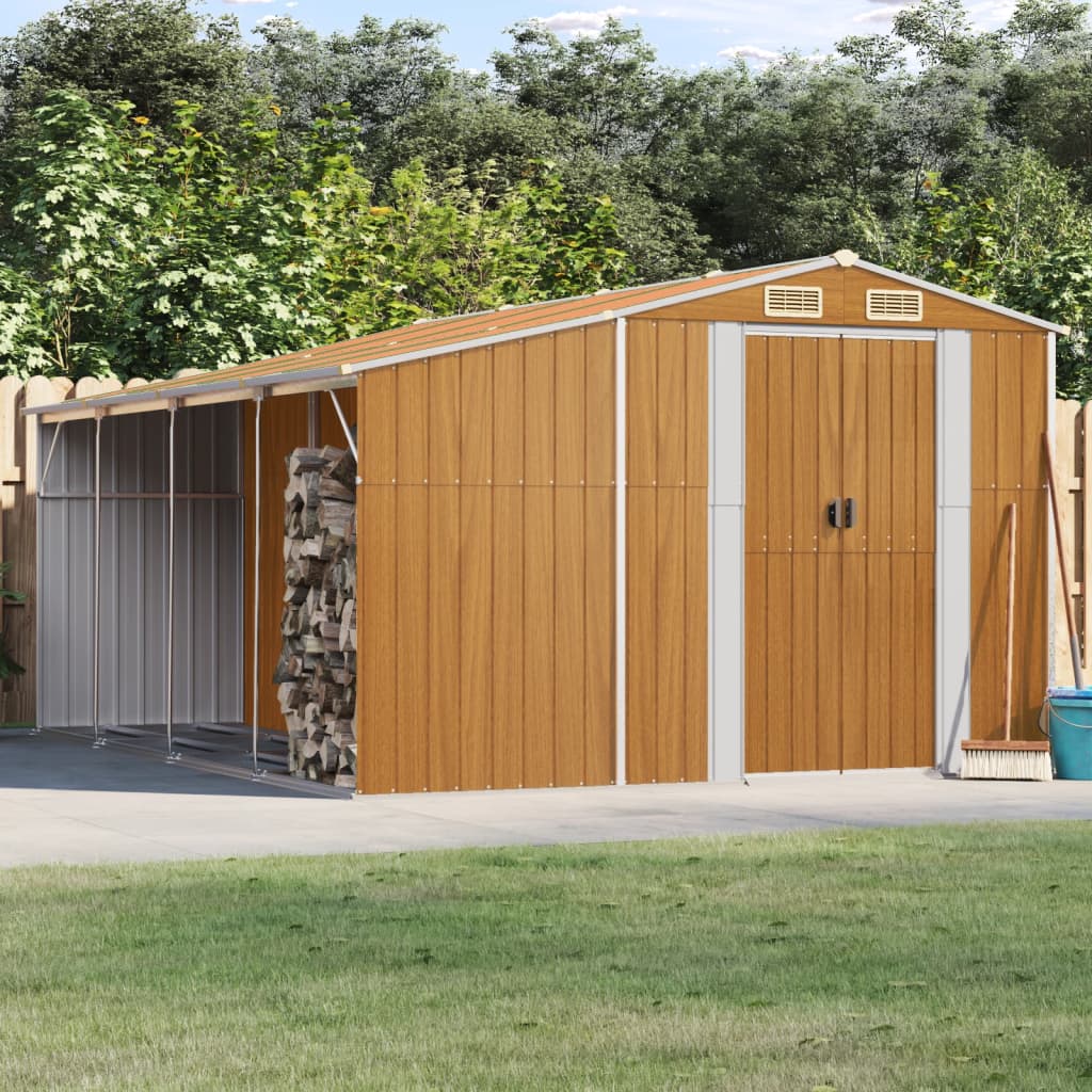 VidaXL Abri de jardin 277x365,5x179 cm acier galvanisé marron clair