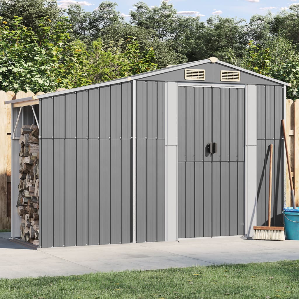 VidaXL Abri de jardin 277x93x179 cm acier galvanisé gris