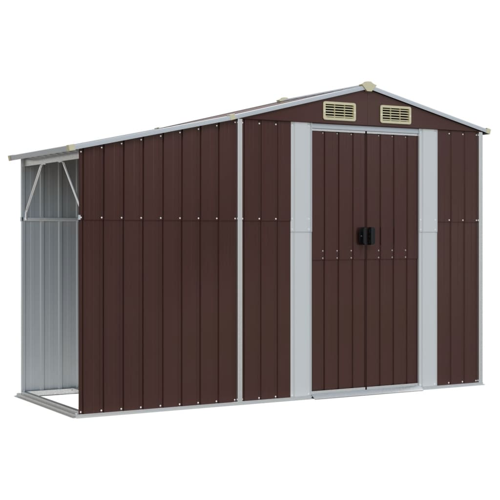 VidaXL Abri de jardin 277x93x179 cm acier galvanisé marron