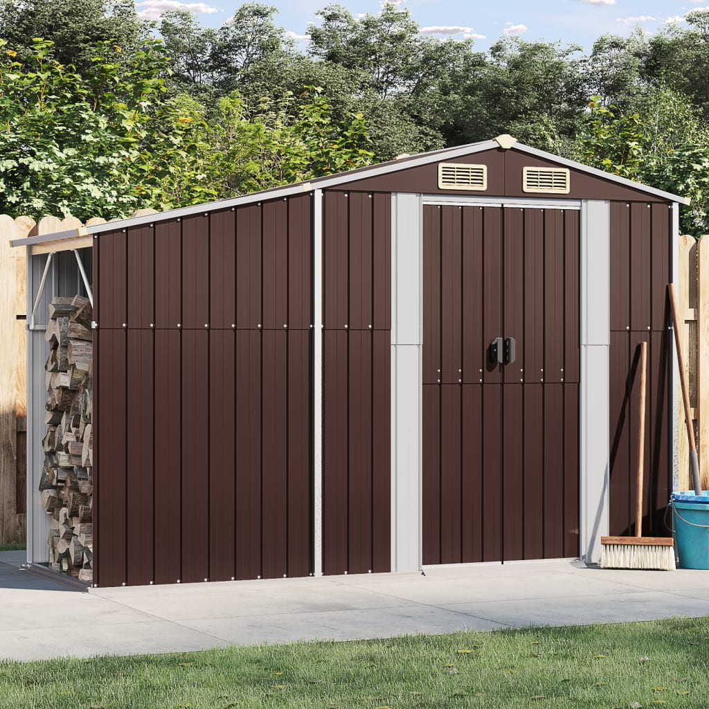VidaXL Abri de jardin 277x93x179 cm acier galvanisé marron