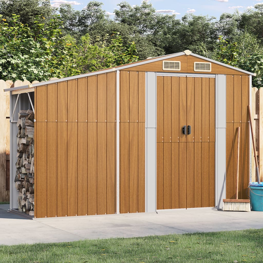 VidaXL Abri de jardin 277x93x179 cm acier galvanisé marron