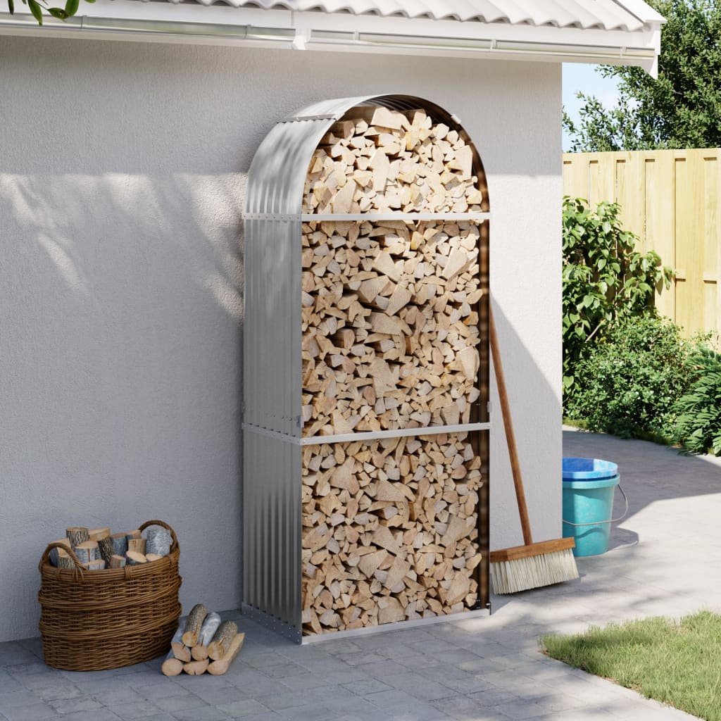 Vidaxx stockage de bois de chauffage 80x45x190 cm acier galvanisé gris clair