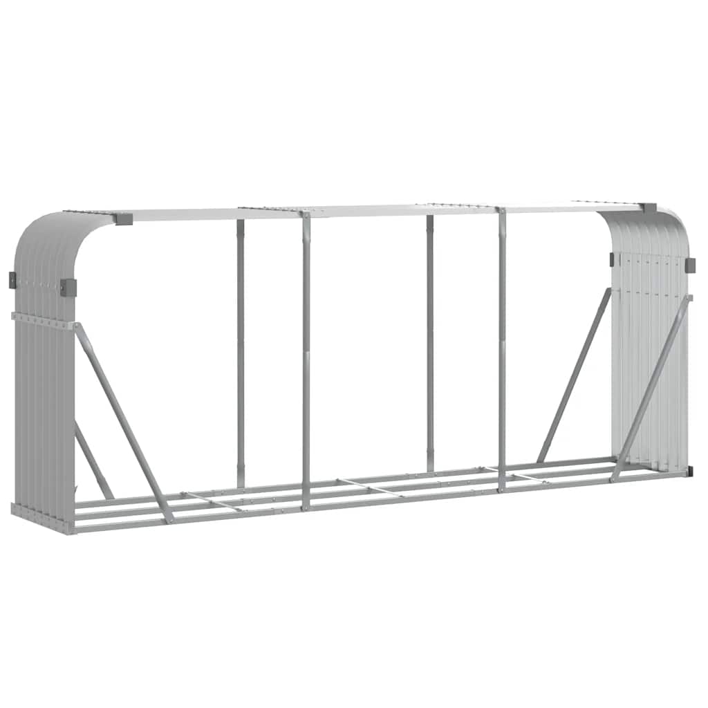 VidaXL stockage de bois de chauffage 234x45x100 cm acier galvanisé gris clair