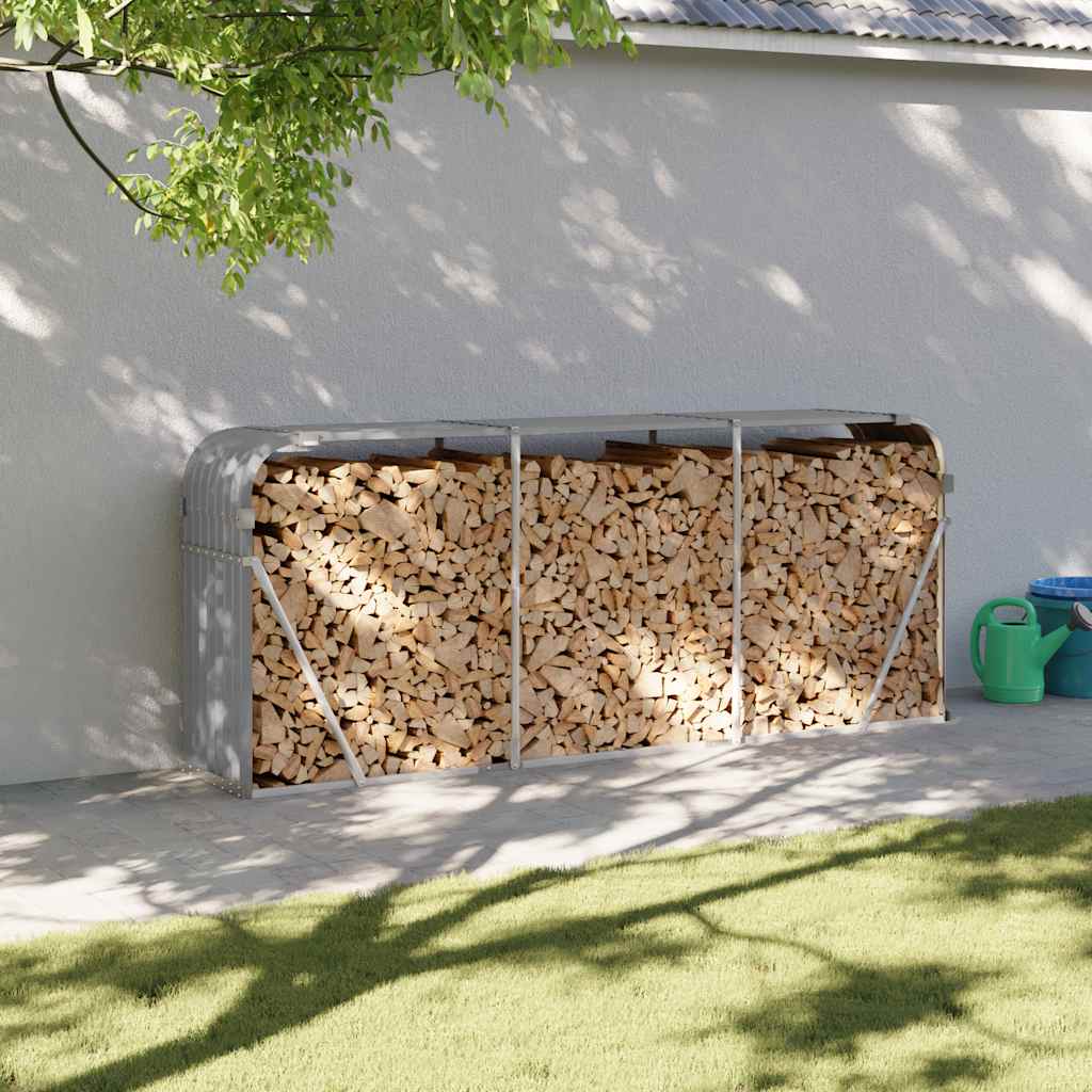 VidaXL stockage de bois de chauffage 234x45x100 cm acier galvanisé gris clair