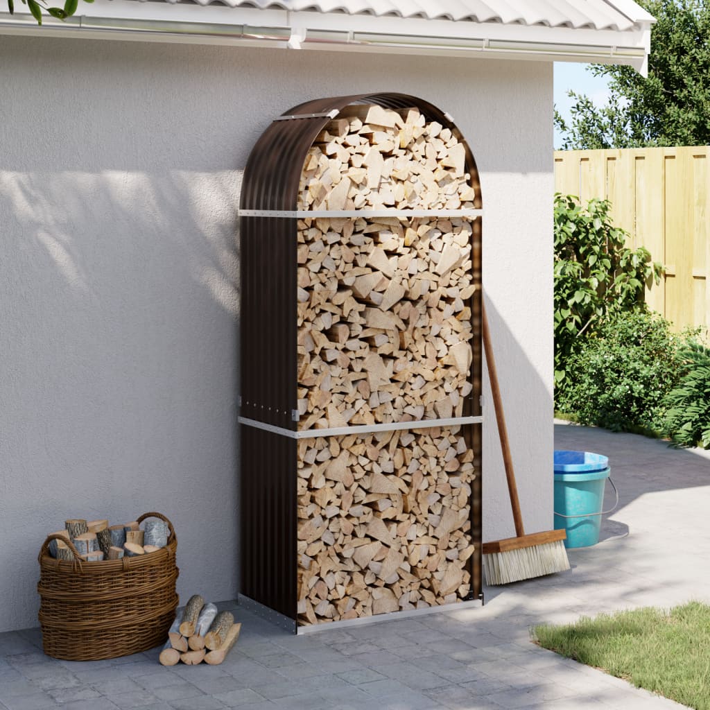 Vidaxx stockage de bois de chauffage 80x45x190 cm acier galvanisé marron