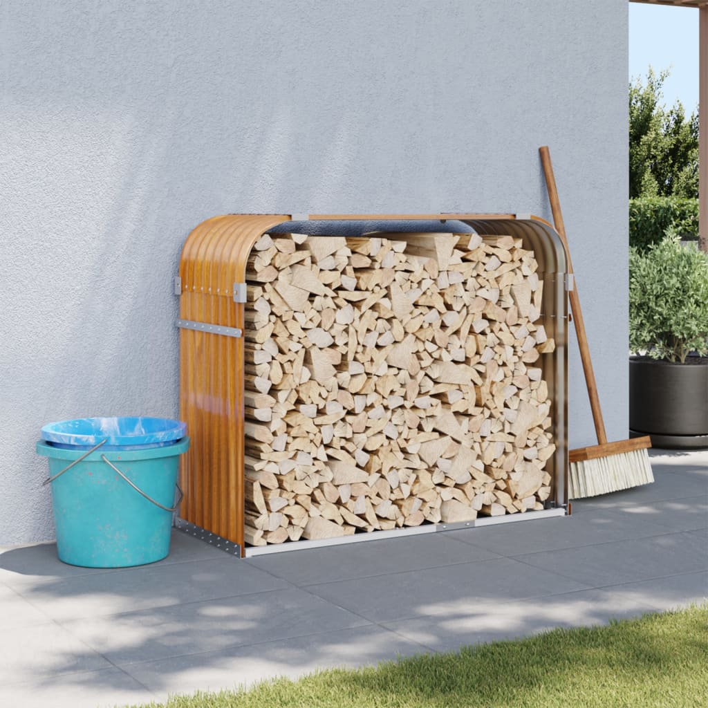 Vidaxx stockage de bois de chauffage 120x45x100 cm acier galvanisé marron clair