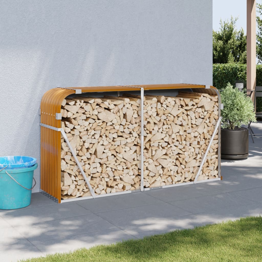 Vidaxx stockage de bois de chauffage 180x45x100 cm acier galvanisé marron clair