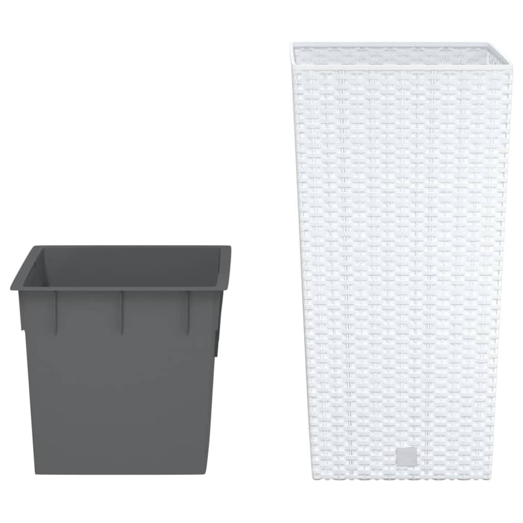 VidaXL Jardinière avec plateau amovible aspect rotin 11 26,5 L PP blanc