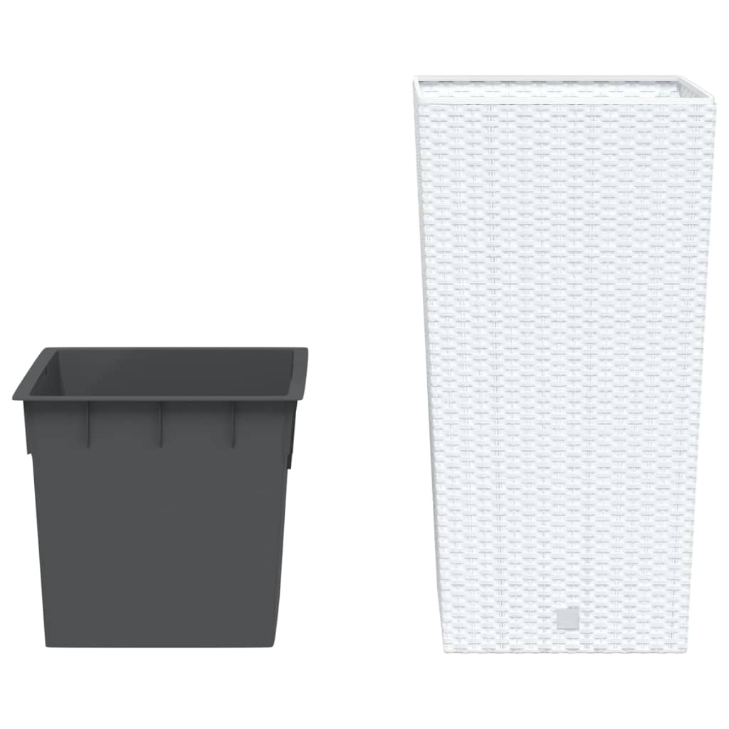 VidaXL Jardinière avec plateau amovible aspect rotin 21 49 L PP blanc