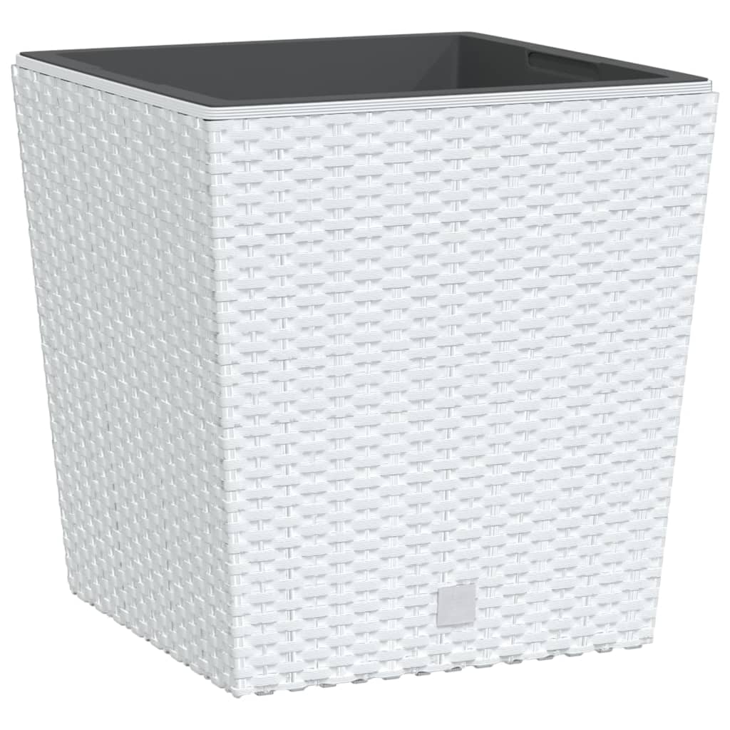 Vidaxxl jardinière avec plateau amovible aspect rotin 21 32 l pp blanc