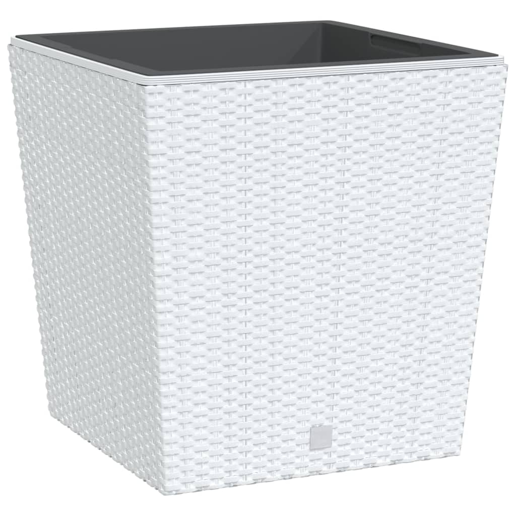 Vidaxxl jardinière avec plateau amovible aspect rotin 37 64 l pp blanc